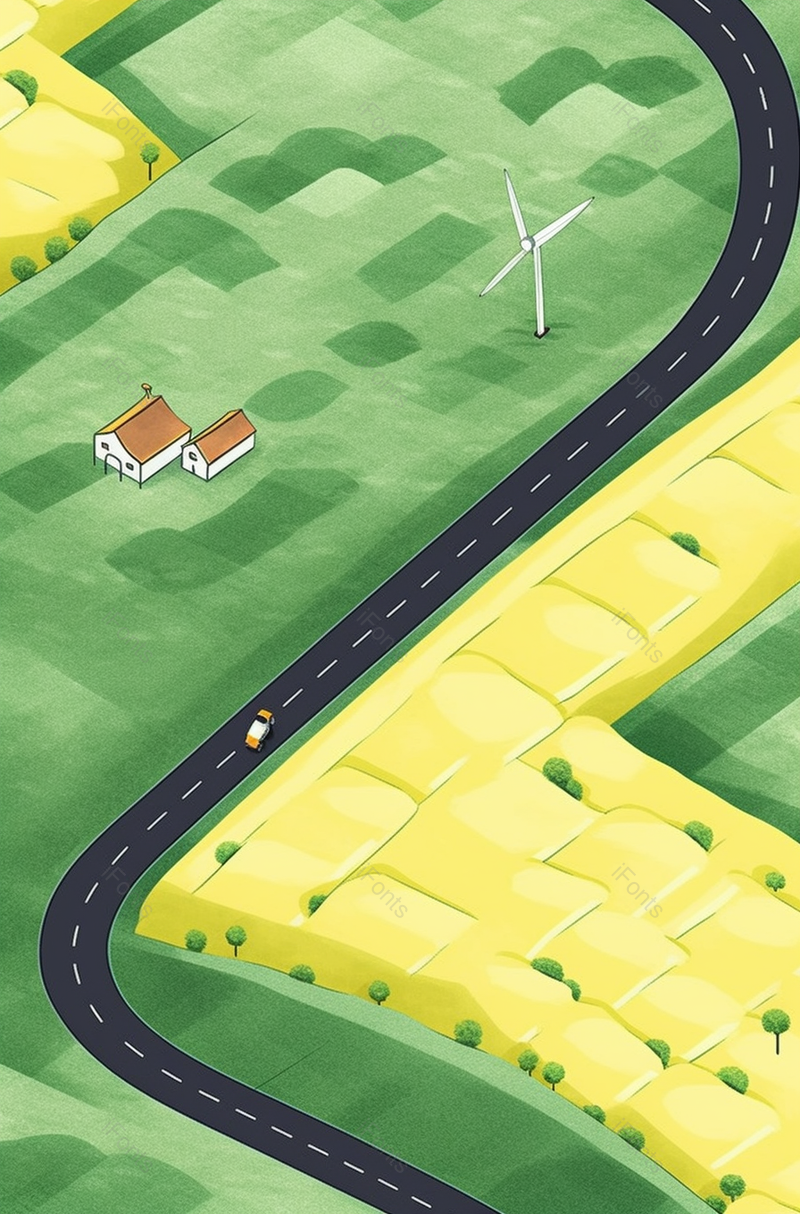 立春节气田野公路风景插画手绘插画,插画/手绘图,插画/手绘图库,插画/手绘图下载,插画/手绘